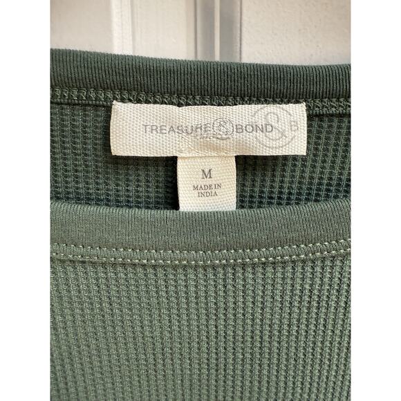 Treasure & Bond Women's M Green Oversized Crew Neck Long Sleeve Waffle Knit NWT - Picture 6 of 8